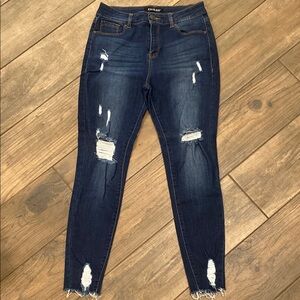 Women's Distressed Blue Jeans